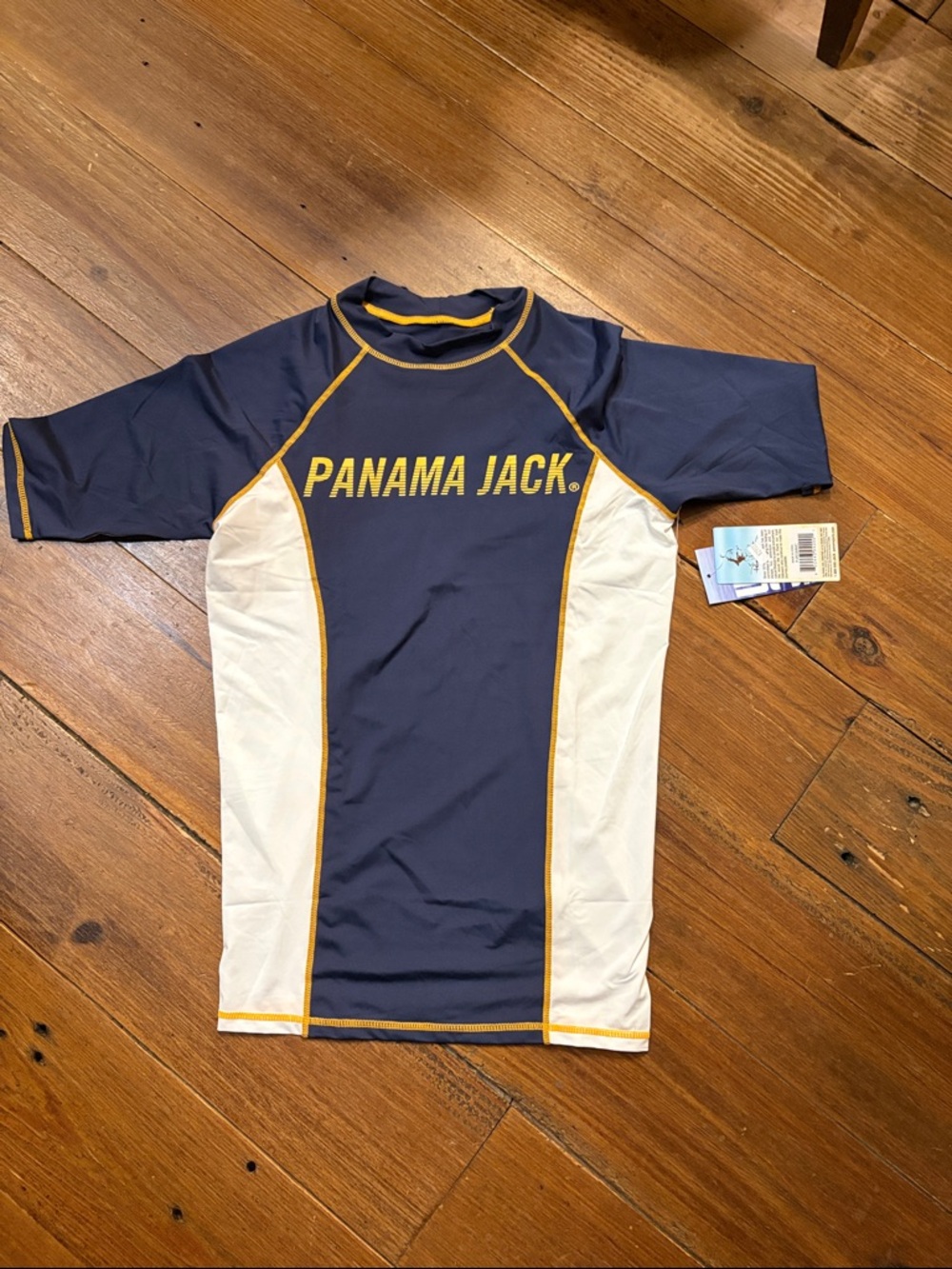 Panama Jack Navy, White & Gold Swim Top